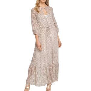 DKNY Printed Peasant Maxi Dress Sz L